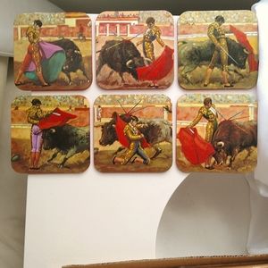 Vintage Bull Fighting 6 coasters